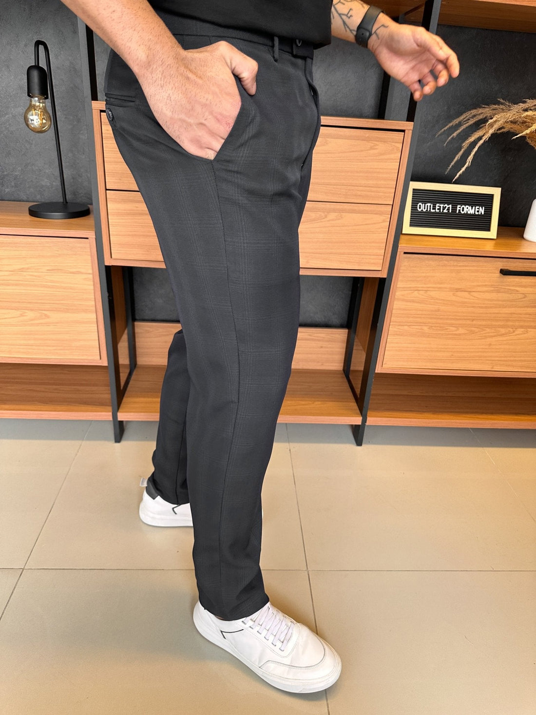 London Tailored Trousers – Charcoal Check