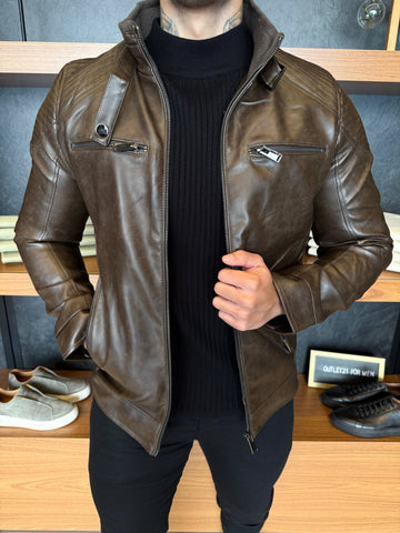 Men’s Leather Jacket – Coffee Brown