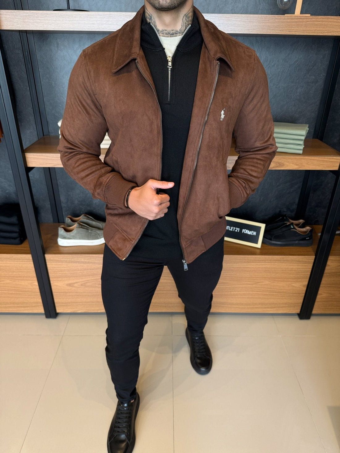 Ralph Men’s Suede Jacket – Brown