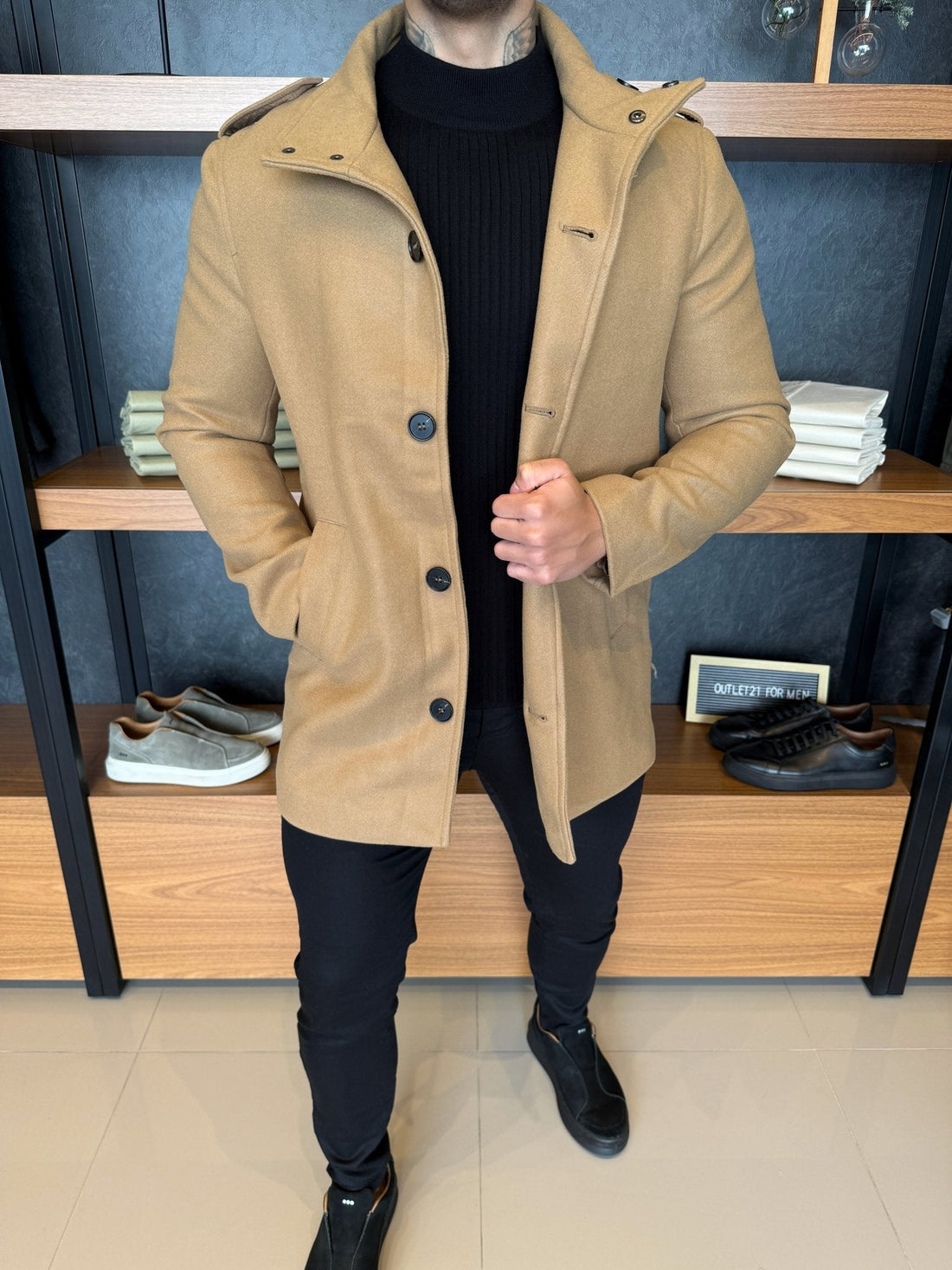 Men’s Wool Overcoat – Beige