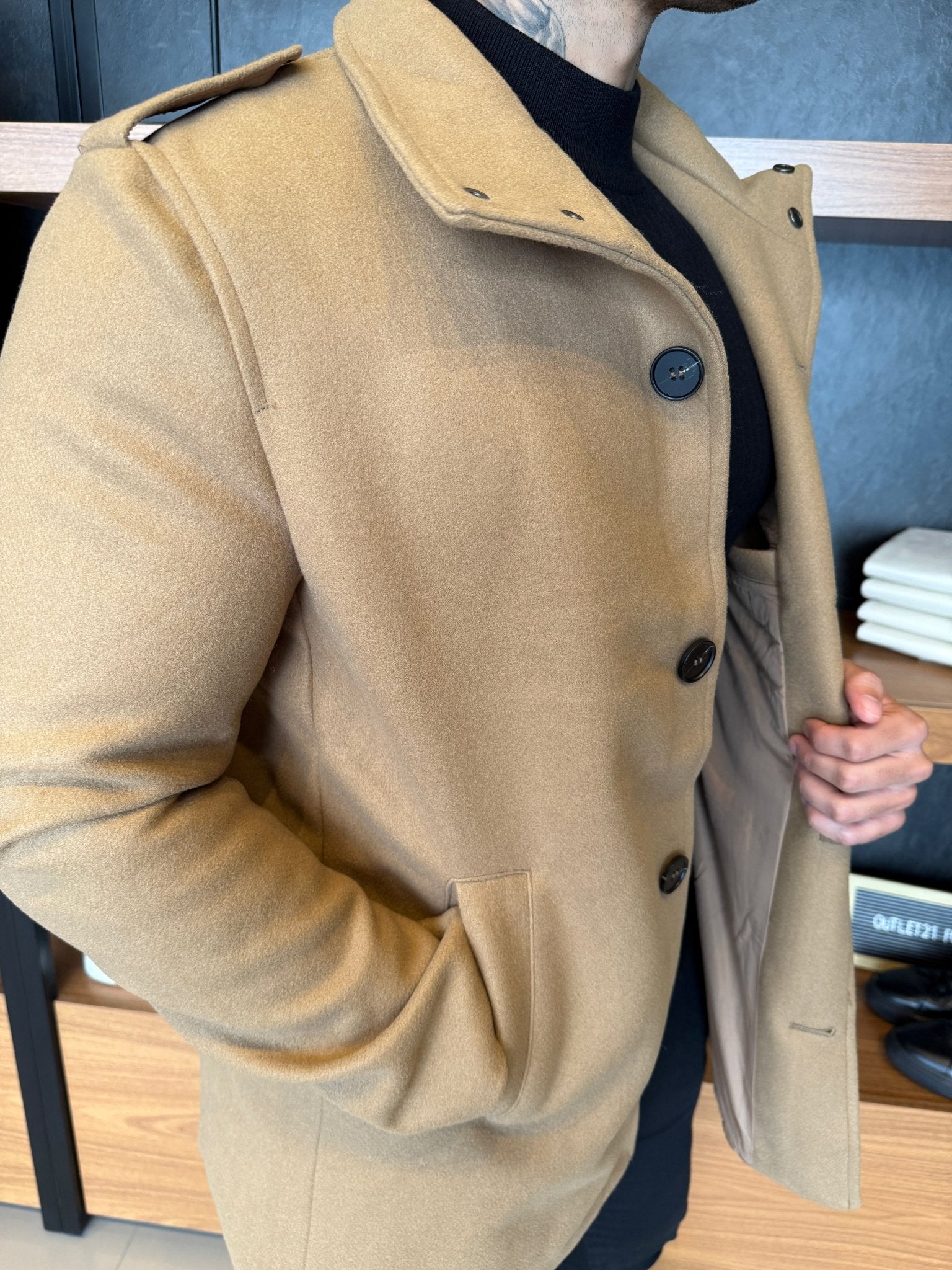 Men’s Wool Overcoat – Beige