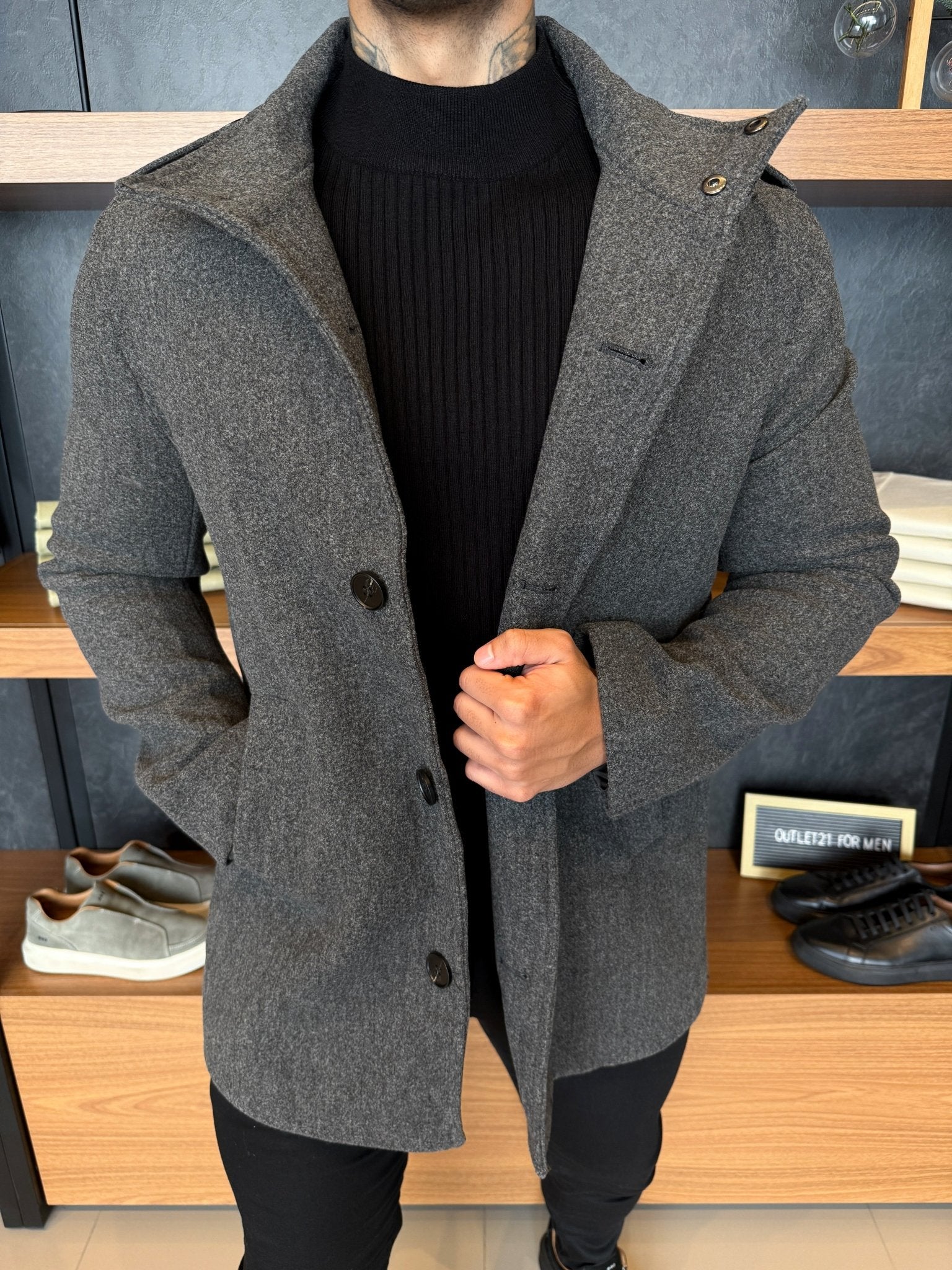 Men’s Wool Overcoat – Grey