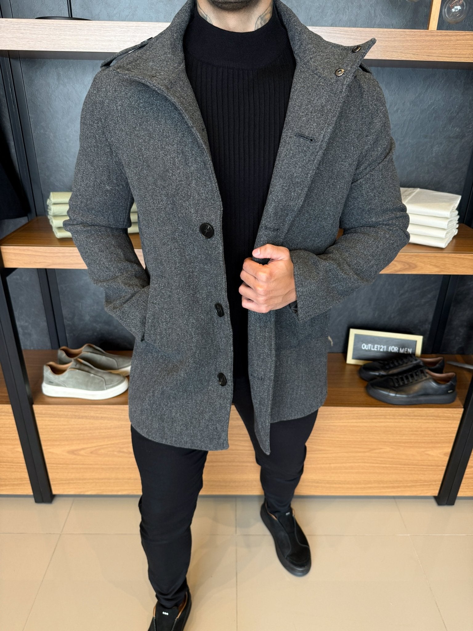 Men’s Wool Overcoat – Grey